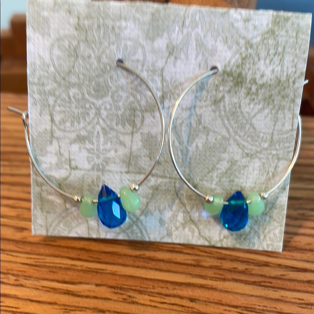 Dainty Glass Crystal and Silver Hoop Earrings